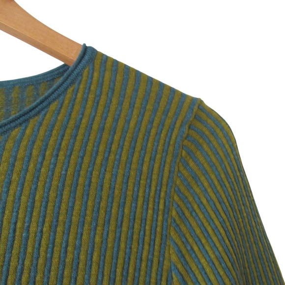 Two Danes Blue Green Striped Colorblock Sweater Size Small Lightweight Classic - Picture 4 of 9